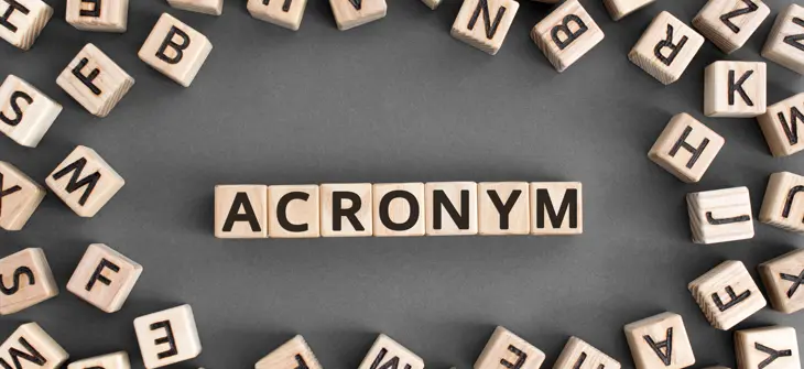 The word acronym spelled out in block letters.