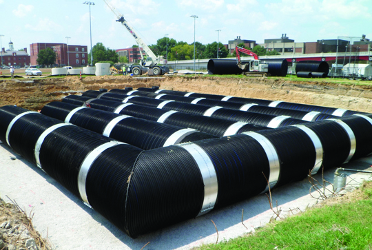 Installation of a DuroMaxx stormwater detention system.
