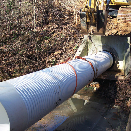 Slip lining a culvert with A2 Liner pipe. 