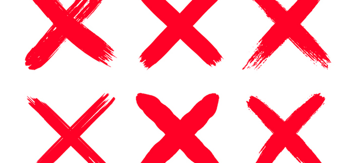 A series of red x's.