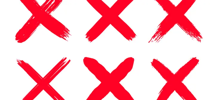 A series of red x's.