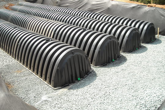 Installation of a ChamberMaxx infiltration chamber system.