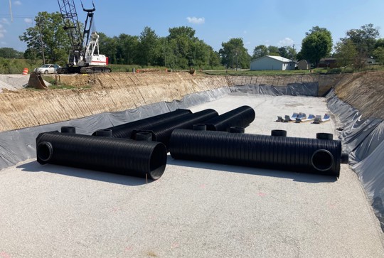 Installation of DuroMaxx steel reinforced polyethylene (SRPE) pipe.