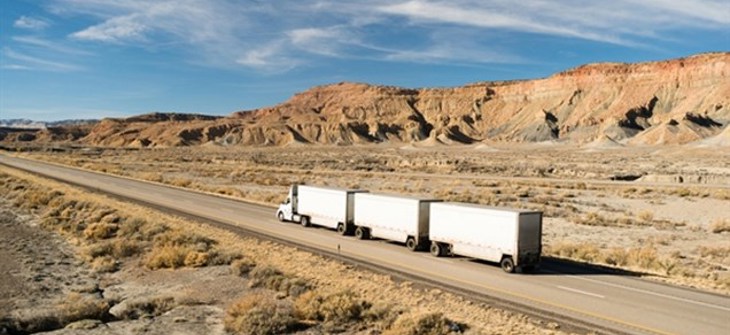 Semi truck on a highway. 