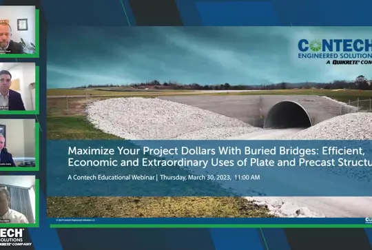 Screenshot of the Maximize your Project Dollars with Buried Bridges: Efficient, Economic and Extraordinary Uses of Plate and Precast Structures Webinar