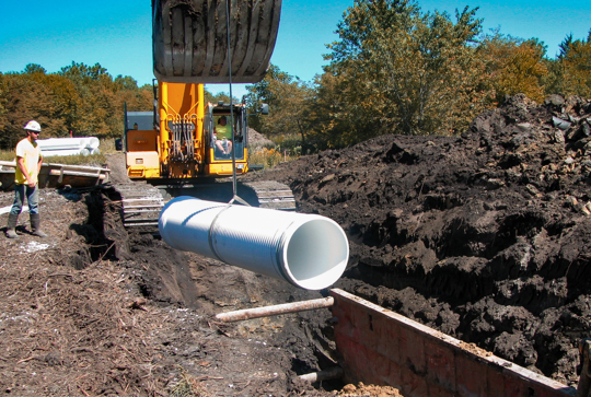 Installation of A2000 sanitary sewer pipe.