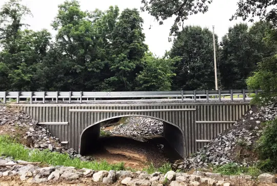 A culvert/buried bridge made from structural plate.