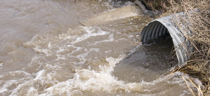 A stormwater outfall under tailwater conditions. 