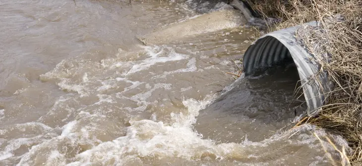 A stormwater outfall under tailwater conditions.