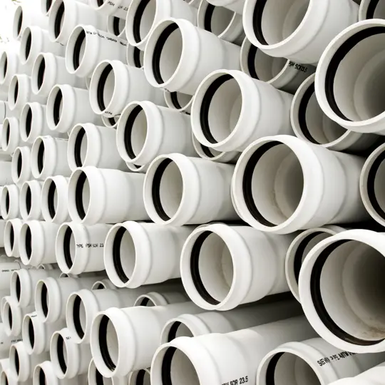 A stack of Solid Wall PVC pipe.