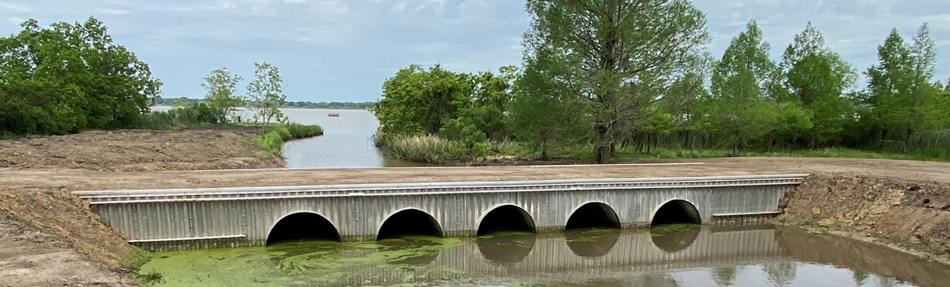 A culvert/bridge made from CORLIX corrugated aluminum pipe